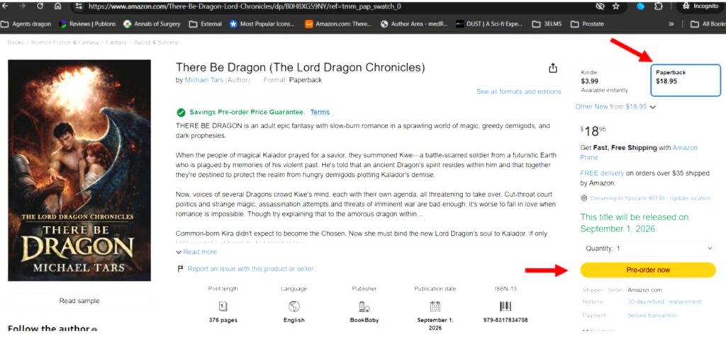 Good News – THERE BE DRAGON (paperback) is Available on AMAZON for Preorder